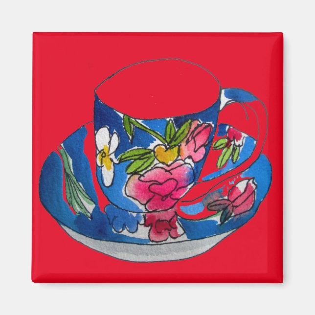 Íman Vintage Teacups (Vintage Teacups) ilustração origi (Frente)