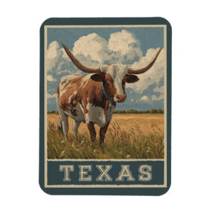 Íman Vintage Texas Longhorn Bull Viagem