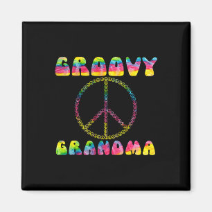 Íman Vintage Tie Dye Sinal de Paz Groovy Avó Gift