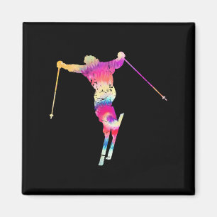 Íman Vintage Tie Dye Ski Ski Lover Graphic Art Impressã