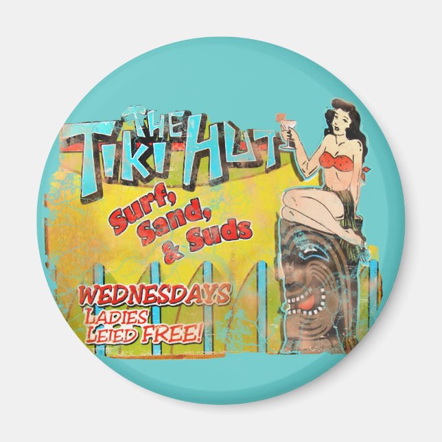 Íman Vintage Tiki Hut Funny (Frente)