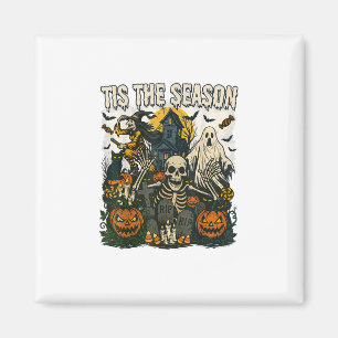 Íman Vintage Tis Season Halloween Skeleton Retro