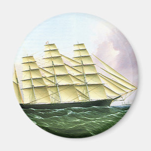 Íman Vintage Transportation Antique Clipper Ship at Sea