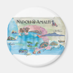 Íman Vintage Travelposter de Amalfi e de Napoli Italia
