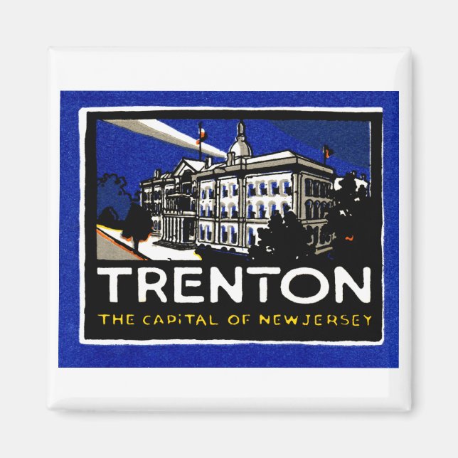 Íman Vintage Trenton NJ Poster (Frente)