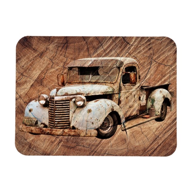 Íman Vintage Truck Rustic Wood (Horizontal)