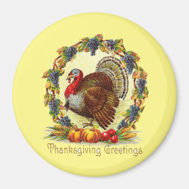 Íman Vintage Turkey Em Wreath Magnet
