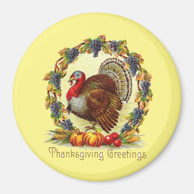Íman Vintage Turkey Em Wreath Magnet (Frente)