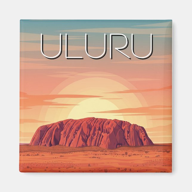 Íman Vintage Uluru Austrália Sunset (Frente)