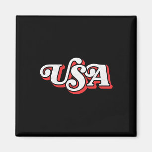 Íman Vintage Usa Retro Typografia Patriótica 4 De Julho