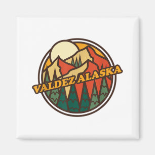 Íman Vintage Valdez, Alaska Mountain Hiking Souvenir Pr