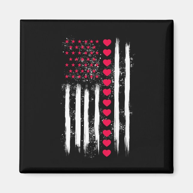 Íman Vintage Valentine Day American Flag Heart Perfect  (Frente)