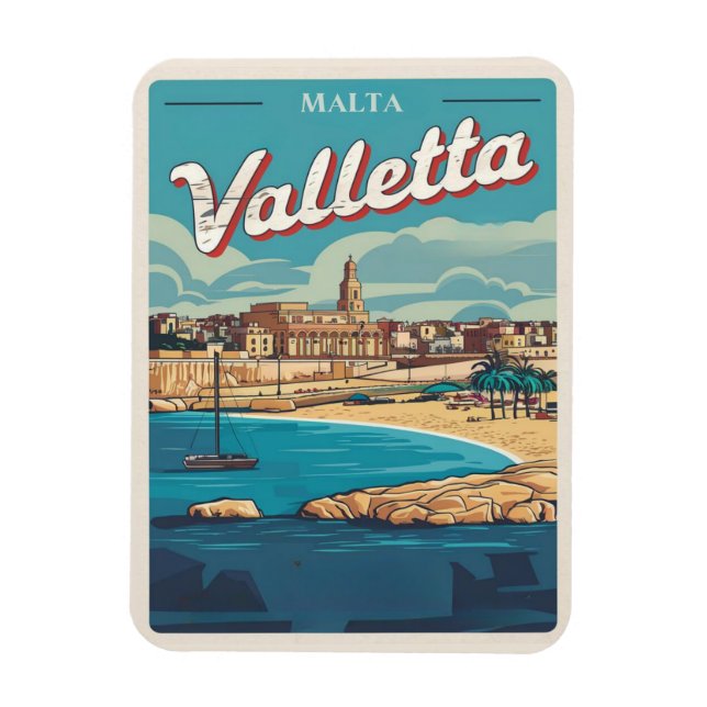 Íman Vintage Valletta, lembranças e presentes de viagem (Vertical)