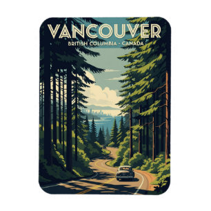 Íman Vintage Vancouver Skyline Canadá Viagem