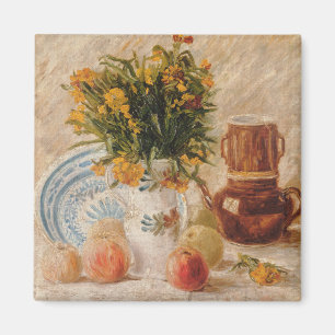 Íman Vintage Vase com Flores Coffeepot e Fruta