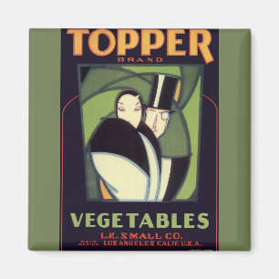 Íman Vintage Vegetable Topper Label, Art Deco Romance