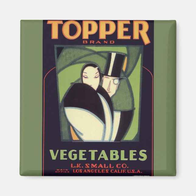 Íman Vintage Vegetable Topper Label, Art Deco Romance (Frente)