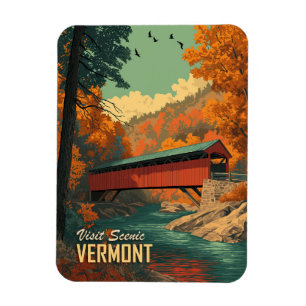 Íman Vintage Vermont Covered Bridge Viagem