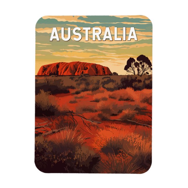 Íman Vintage Viagem de ilustração da Austrália (Vertical)
