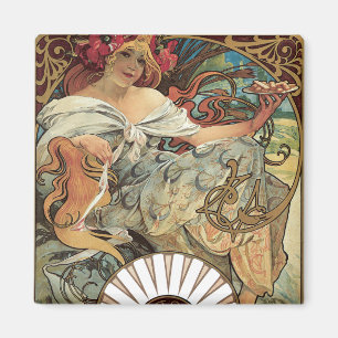 Íman Vintage Victorian Art Nouveau por Alphonse Mucha