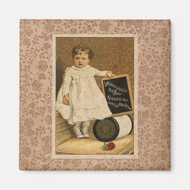 Íman Vintage, Victoriana, Sewing Thread Ad Magnet (Frente)