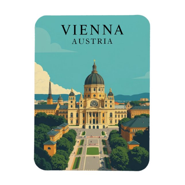 Íman Vintage Viena, Áustria, Viagem Art Magnet (Vertical)