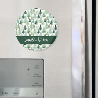 Íman Vintage Watercolor Floresta de inverno Personaliza