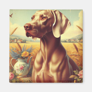 Íman Vintage Weimaraner Painting