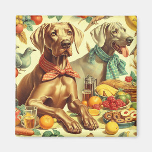 Íman Vintage Weimaraner Painting