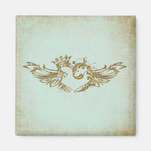 Íman Vintage Winged Heart Aqua Cream