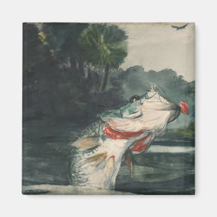 Íman Vintage Winslow Homer Black Bass do Tamanho da Vid