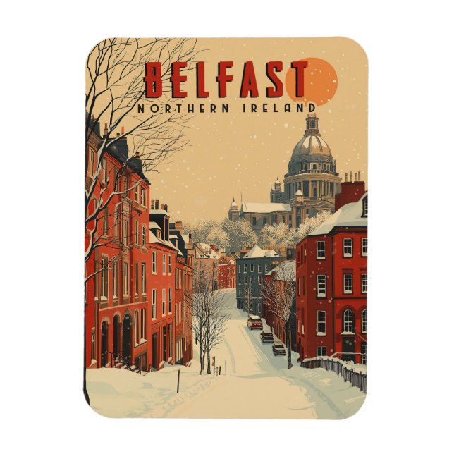 Íman Vintage Winter Belfast Viagem (Vertical)