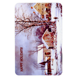 Íman Vintage Winter Scene. Magneta de presentes de Nata