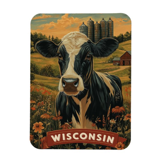 Íman Vintage Wisconsin Espírito Patriótico (Vertical)
