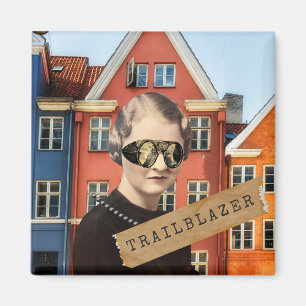 Íman Vintage Woman Trailblazer Kitsch Alterou Art