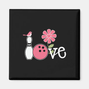 Íman Vintage Women Boliche Designs Girls Love Team Bowl
