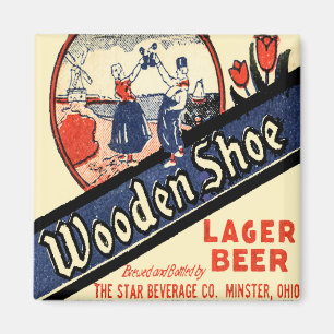 Íman Vintage Wooden Shoe Lager Beer Magnet