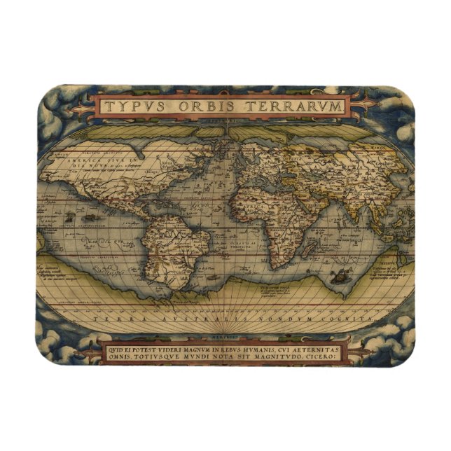 Íman Vintage World Map Atlas Design histórico (Horizontal)