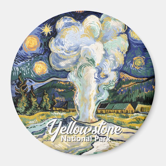 Íman Vintage Yellowstone Old Faithful Classic Landscape (Frente)