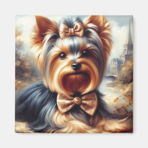 Íman Vintage Yorkshire Terrier Painting