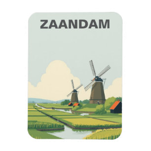 Íman Vintage Zaandam Países Baixos Windmills Viagem