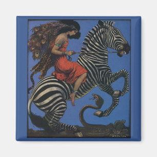 Íman Vintage Zebra Art Nouveau Mulher