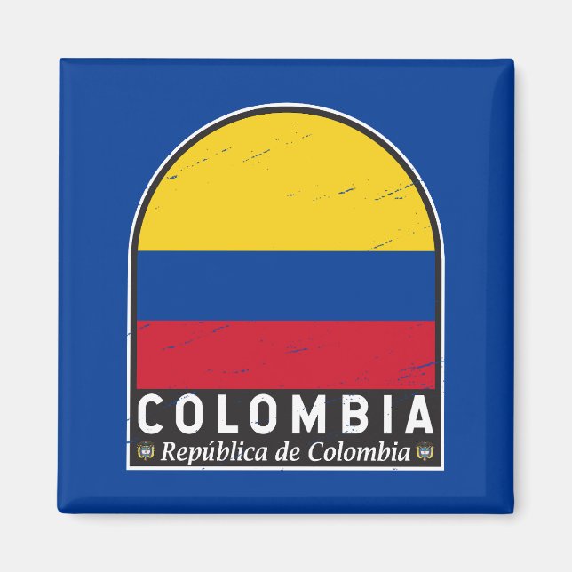 Íman Vintagem com desgaste do emblema da Colômbia (Frente)