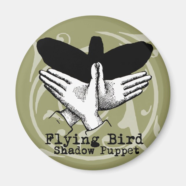 Íman Vintagem da Mão do Pássaro Shadow Puppet (Frente)