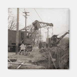 Íman Vintagem de fotos com primeira casca de guindaste