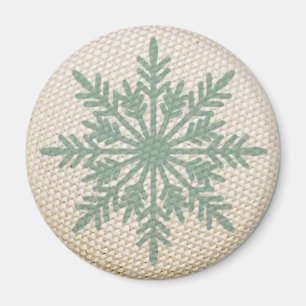 Íman Vintagem de inverno com bordado de neve