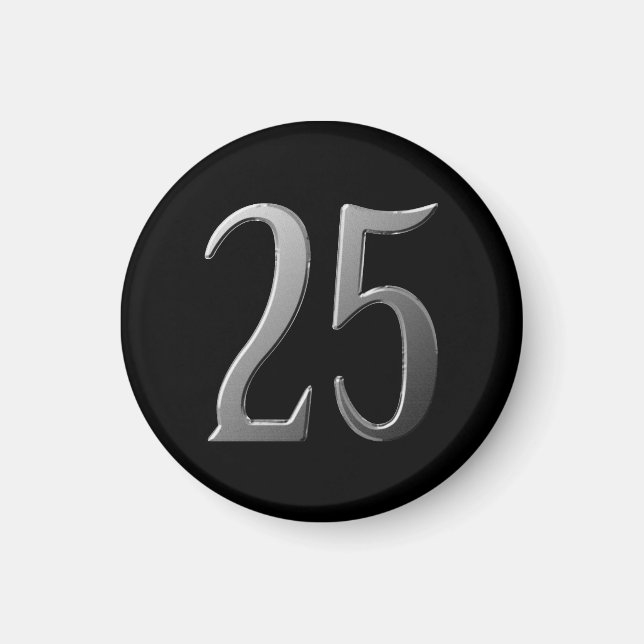 Íman Vinte e cinco pratas embutidas em preto (Frente)