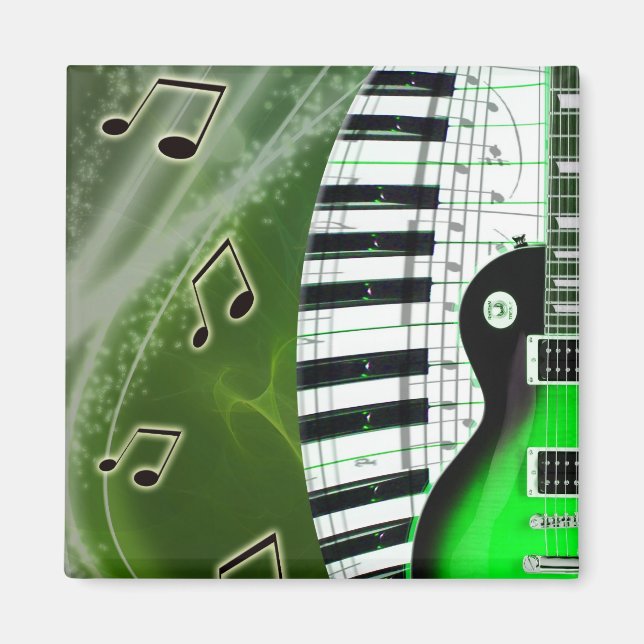 Íman Violão elétrico verde com teclado (Frente)