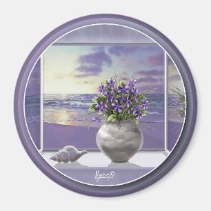 Íman violetas em vidro luar
