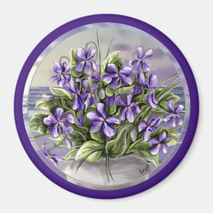 Íman violetas em vidro luar